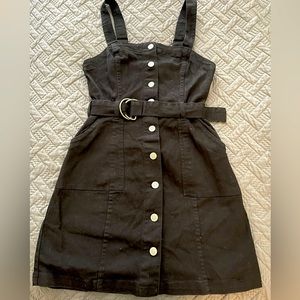 *SOLD* GUC Divided H&M black denim button down mini dress with belt. Size 6